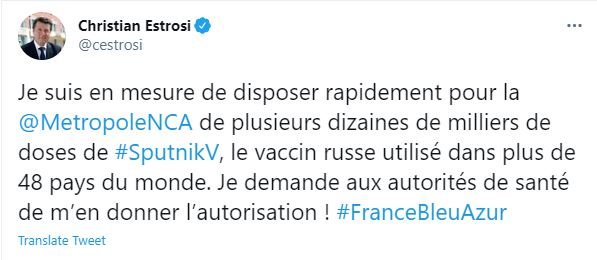 Fransız Belediye Başkanı Estrosi’den 'Sputnik V' çağrısı: İzin verin alayım