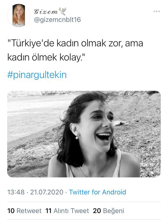 Öldürülen Gizem'den 'türkiye'de Kadın Olmak Zor Ama Kadın Ölmek Kolay' Paylaşımı