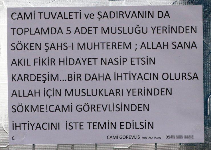 Cami Musluklarını Çalan Hırsız Yakalandı