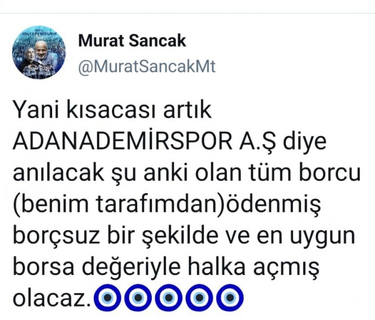 Adana Demirspor, Şirketleşti; 'hakkın Rahmetine Kavuşana Kadar Başkanınızım'