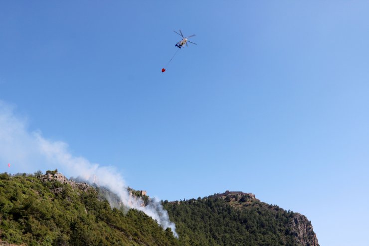 Alanya Kalesi Yakınında Orman Yangını; Plajdan Söndürme Çalışmalarını İzlediler